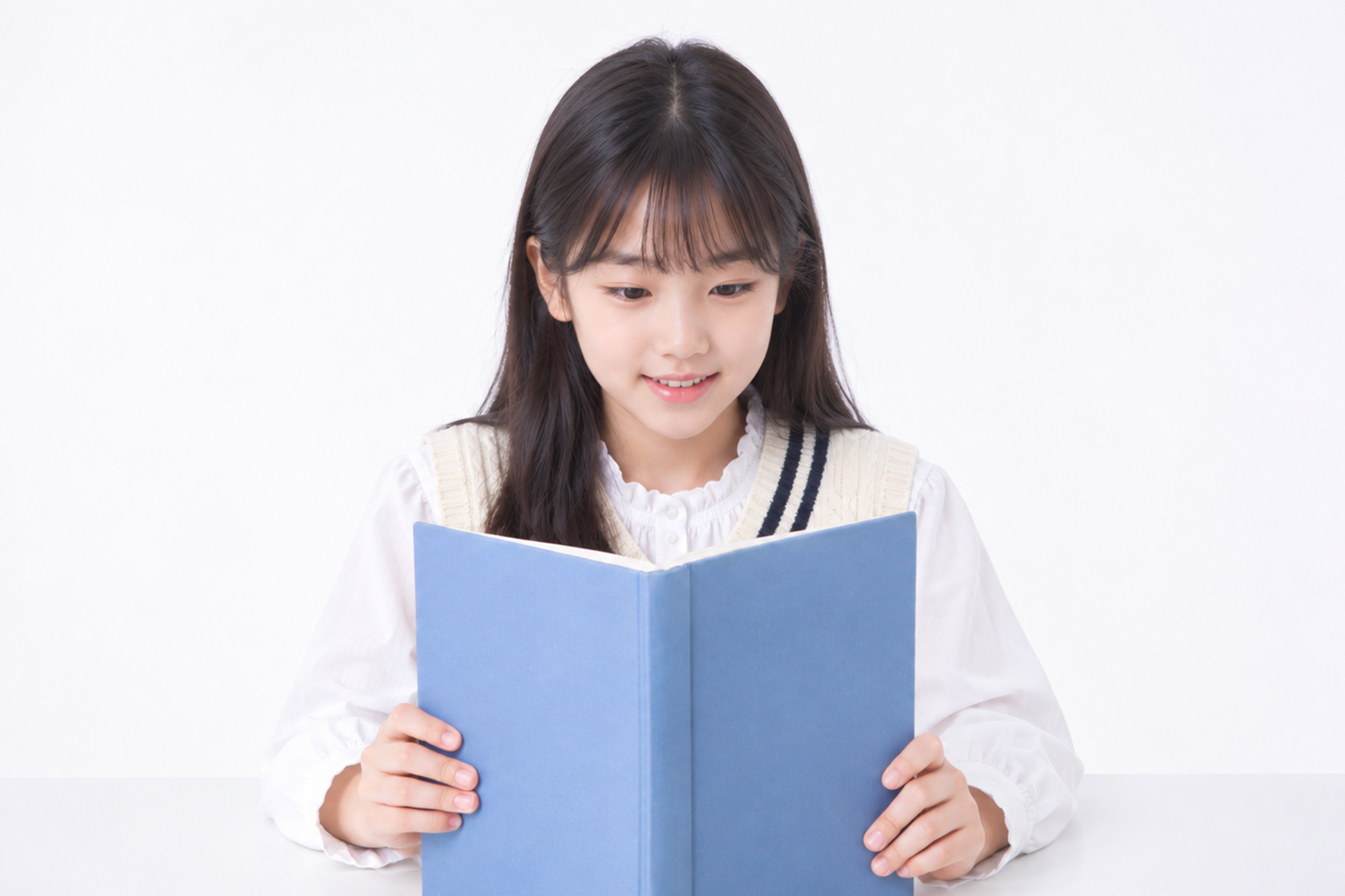 파란 책을 읽는 학생